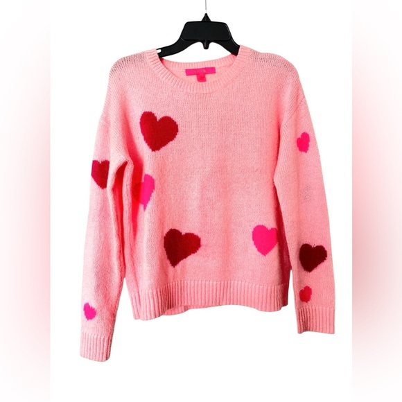 Lilly Pulitzer Venla Sweater Calla Lilly Pink Hearts Toss - Picture 6 of 7
